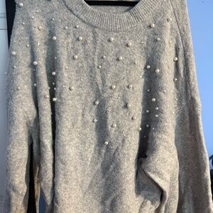 H&M Thick oversized Rhinestone and Pearl Sweater